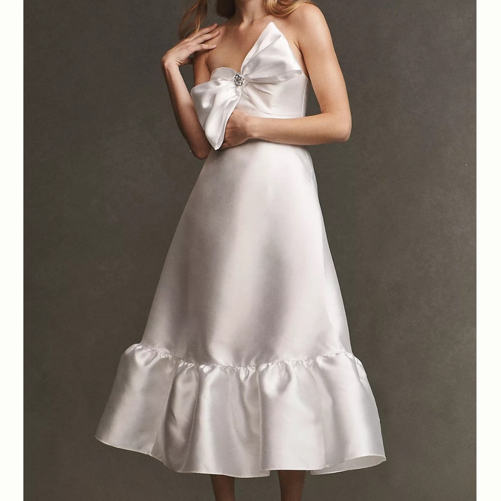 Hutch Strapless Crystal Bow-Tie Midi Dress - Picture 1 of 7